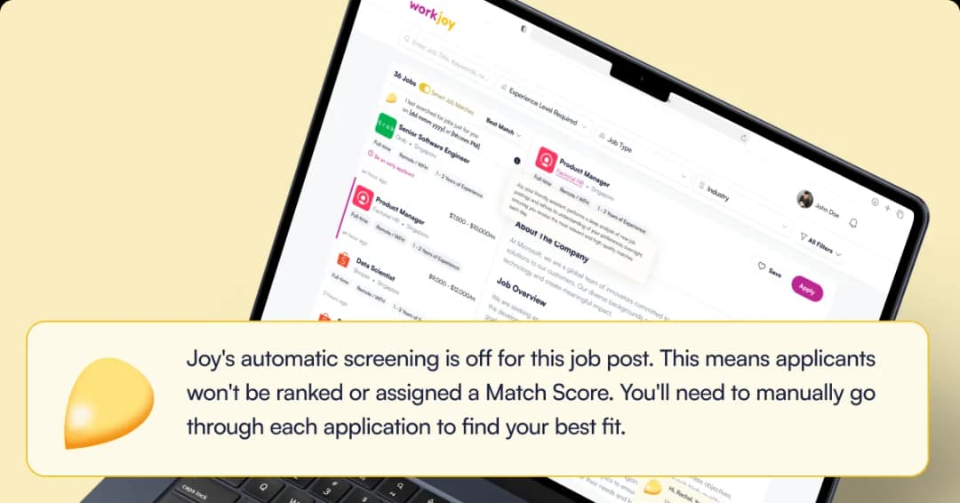 Job Screening Bot feature illustration showing AI-powered applicant screening and ranking